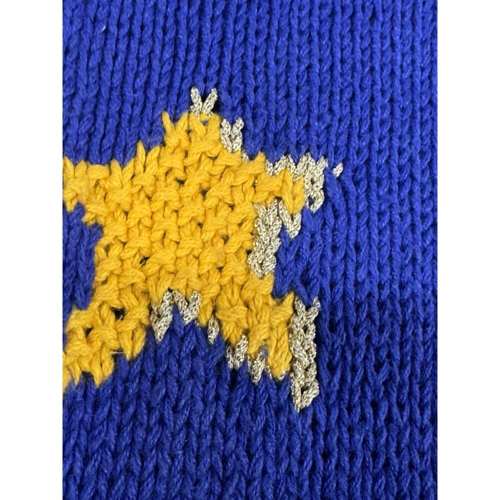 Vtg Marisa Christina Classics Hand Knitted S Blue Halloween Black Cat Sweater - Picture 8 of 15